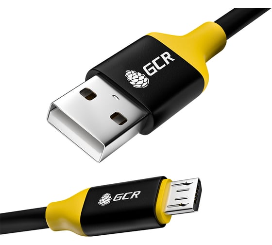 Кабель MicroUSB GCR 0.5m черный,AL корпусжелтый ПВХ, 28 AWG, VIV50I505 1