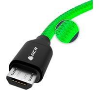 Кабель MicroUSB GCR 0.8m зеленый нейлон, AL корпус, 28 AWG, VIV52I033