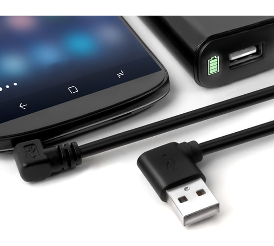 Кабель GCR угловой левый MicroUSB 0.15m черный, 28 AWG, VIVAUIA8AMCB6-BB2S-0.15m