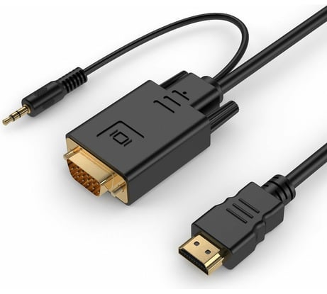 Кабель Cablexpert HDMI VGA, 19M/15M + 3.5Jack 3м медь, черный, позолоченные разъемы A-HDMI-VGA-03-10