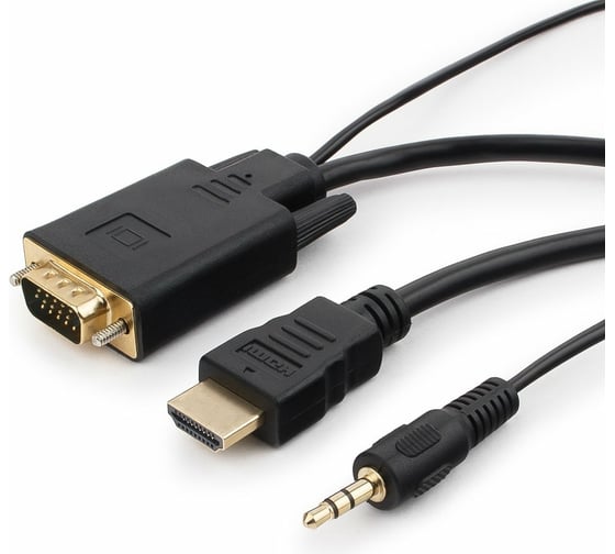 Кабель Cablexpert HDMI VGA 19M/15M + 3.5Jack 10м черный, медь, позолоченные разъемы A-HDMI-VGA-03-10M