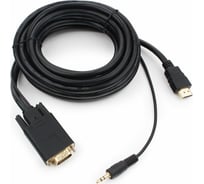Кабель Cablexpert HDMI VGA A-HDMI-VGA-03-5M 19M/15M+3.5Jack 5м медь, черный, позолоченные разъемы A-HDMI-VGA-03-5M