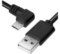 Кабель GCR 0.15m AM / угловой левый microUSB, черный, 28 AWG, VIVUAI8AMCB6-BB2S-0.15m