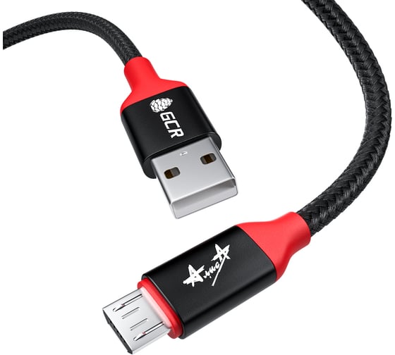 Кабель MicroUSB GCR QC 1.0m "рок АлисА", быстрая зарядка, черный нейлон, AL корпус 28/24 AWG, VIV52I915 1