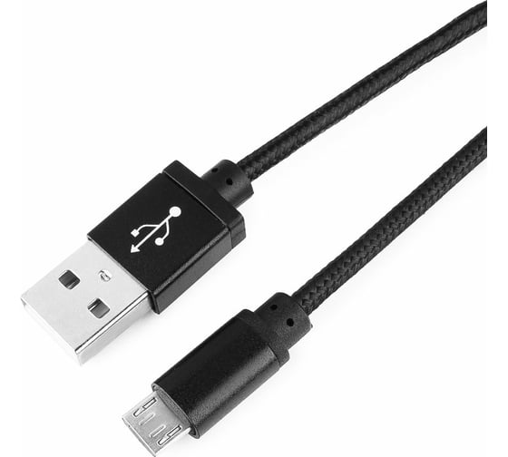 Кабель Cablexpert USB 2.0 AM/microBM 5P 1м нейлоновая оплетка, алюминиевые разъемы, черный CC-mUSB2bk1m