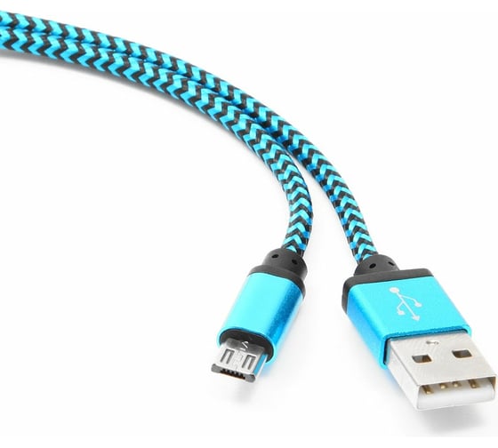 Кабель Cablexpert USB 2.0 AM/microBM 5P 1м нейлоновая оплетка, алюминиевые разъемы, синий CC-mUSB2bl1m