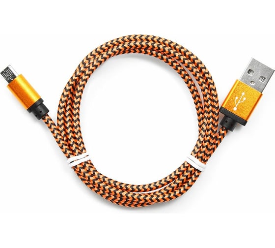 Кабель Cablexpert USB 2.0 AM/microBM 5P 1м нейлоновая оплетка, алюминиевые разъемы, оранжевый CC-mUSB2oe1m 1