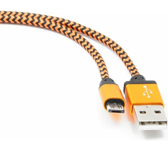 Кабель Cablexpert USB 2.0 AM/microBM 5P 1м нейлоновая оплетка, алюминиевые разъемы, оранжевый CC-mUSB2oe1m