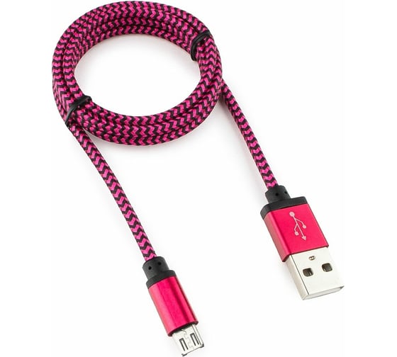 Кабель Cablexpert USB 2.0 AM/microBM 5P 1м нейлоновая оплетка, алюминиевые разъемы, фиолетовый CC-mUSB2pe1m 1