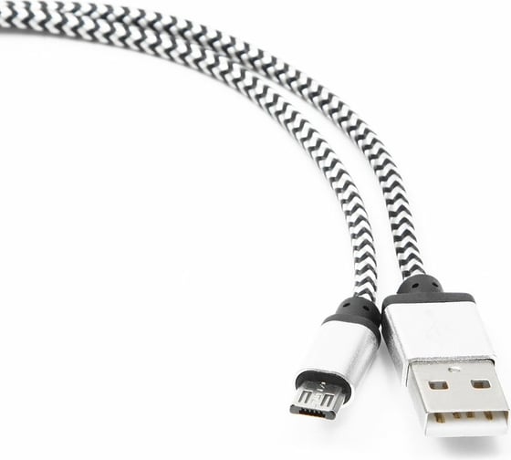 Кабель Cablexpert USB 2.0 AM/microBM 5P 1м нейлоновая оплетка, алюминиевые разъемы, серебро CC-mUSB2sr1m