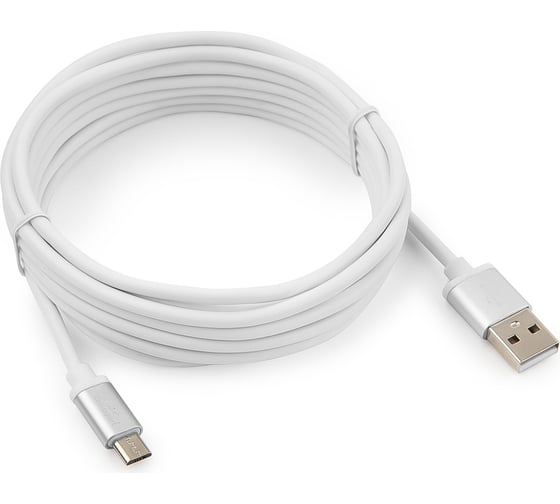 Кабель Cablexpert USB 2.0 AM/microB серия Silver длина 3м белый, блистер CC-S-mUSB01W-3M 1