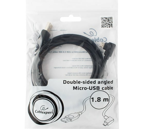 Кабель Cablexpert USB 2.0, двусторонний разъем microB, AM/microB 5P, 1.8м, CC-USB2-AMmDM90-6