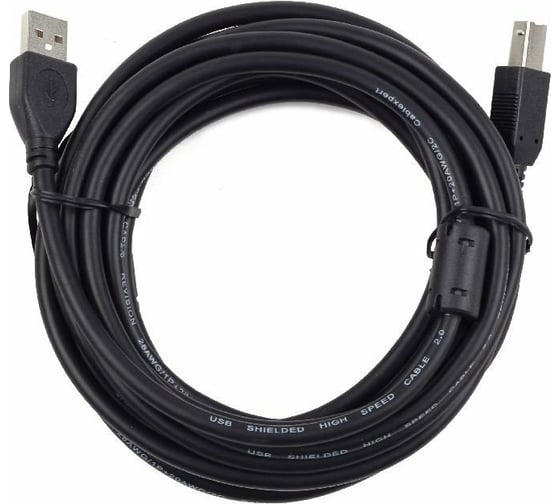 Кабель Cablexpert USB 2.0 Pro, AM/BM, 3м, экран, 2 ферритовых кольца, черный, CCF2-USB2-AMBM-10