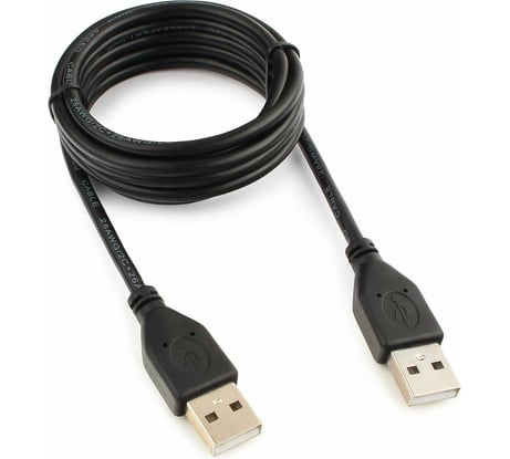 Кабель Cablexpert USB 2.0, AM/AM, 1.8м, экран, медь, черный, пакет CCP-USB2-AMAM-6