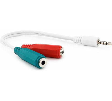 Кабель Cablexpert переходник аудио Jack 3.5(M) 4pin/2xJack 3.5(F), 20см, белый, CCA-417W