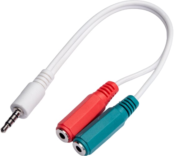 Кабель Cablexpert переходник аудио Jack 3.5(M) 4pin/2xJack 3.5(F), 20см, белый, CCA-417W