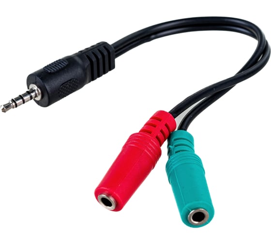 Переходник аудио Cablexpert Jack 3.5(M) 4pin/2xJack 3.5(F), 20см, черный, пакет CCA-417
