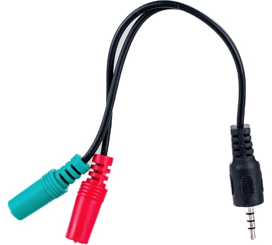 Переходник аудио Cablexpert Jack 3.5(M) 4pin/2xJack 3.5(F), 20см, черный, пакет CCA-417