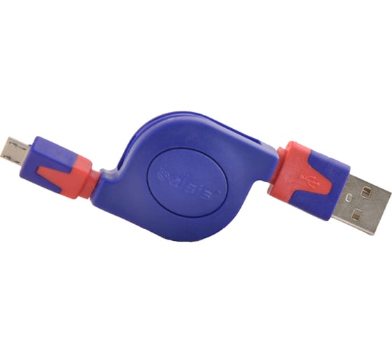 Кабель-рулетка Belsis USB 2.0 A вилка – micro B вилка, сине-красный BGL1183 1