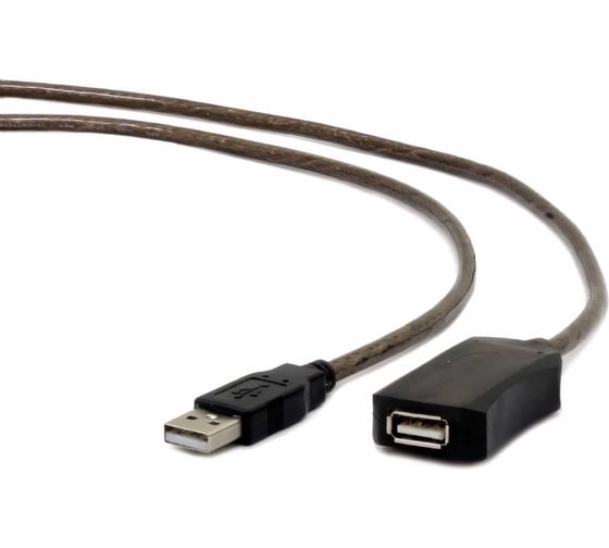 Кабель-удлинитель Cablexpert USB2.0 активный, AM/AF, медь, двойн. экран, 15м, полупрозрач, пакет UAE-01-15M 19560624