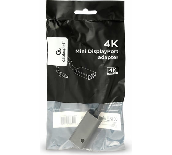 Переходник Cablexpert mini DisplayPort - DisplayPort 4K 20M/20F длина 16см черный A-mDPM-DPF4K-01