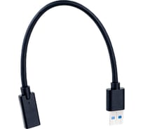 Кабель-переходник Cablexpert USB3.0 AM/Type-C(F), медь, Pro, 0.1м, черн, пакет A-USB3-AMCF-01