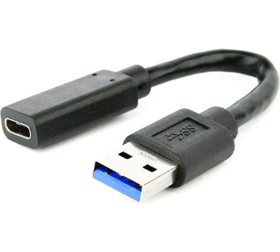 Кабель-переходник Cablexpert USB3.0 AM/Type-C(F), медь, Pro, 0.1м, черн, пакет A-USB3-AMCF-01
