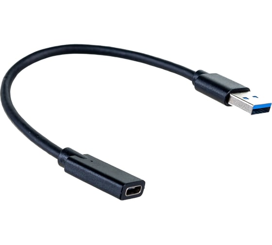 Кабель-переходник Cablexpert USB3.0 AM/Type-C(F), медь, Pro, 0.1м, черн, пакет A-USB3-AMCF-01