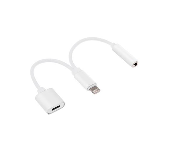 Переходник Cablexpert USB LightM/Jack3.5F+LightF с дополнительным питанием для передачи аудиосигнала белый CCA-LM3.5F-02-W