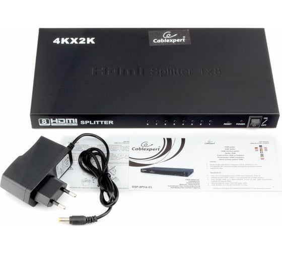 Разветвитель Cablexpert HD19F/8x19F 1 компьютер, 8 мониторов Full-HD 3D 1.4v DSP-8PH4-03