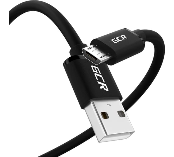 Кабель MicroUSB GCR QC 1.0m быстрая зарядка, черный TPE, черные коннекторы, 28/22 AWG, VIV52I481