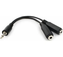 Кабель Cablexpert разветвитель аудио сигнала Jack 3.5(M) 3pin/2xJack 3.5(F), 10см, черный, пакет CCA-415-0.1M 16206399