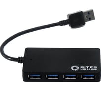 Концентратор 5bites 4 порта USB3.0, USB PLUG, черный HB34-312BK