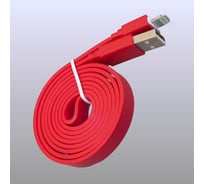 USB кабель Pro Legend плоский Iphone 5, 6s, 8 pin, 1м, красный PL1362