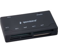 Картридер Gembird USB2.0 6в1: SD, TF (MicroSD), XD, MS, M2, CF, кабель 50см, черный FD2-MSD-4