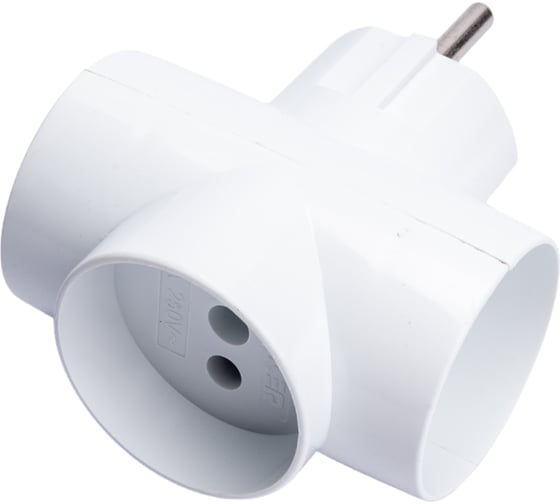 Сетевой разветвитель STEKKER 250В, 10A, IP20, белый, ADP10-15-20 39227