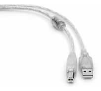 Кабель Cablexpert USB2.0 Pro, AM/BM, 0.75м, экранированный, ферритовое кольцо, прозрачный CCF-USB2-AMBM-TR-0.75M 20251246