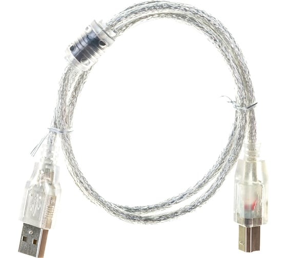 Кабель Cablexpert USB2.0 Pro, AM/BM, 0.75м, экранированный, ферритовое кольцо, прозрачный CCF-USB2-AMBM-TR-0.75M