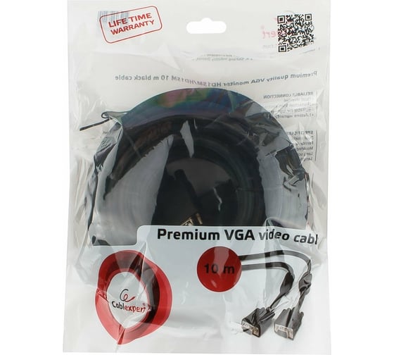 Кабель Cablexpert VGA Premium 10м черный CC-PPVGA-10M-B 15M/15M