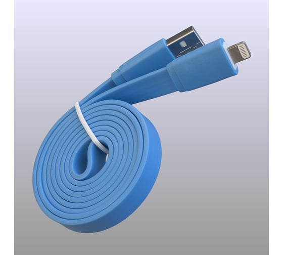 Плоский кабель USB Pro Legend Iphone 5, 6s, 8 pin, 1м, голубой PL1360 1