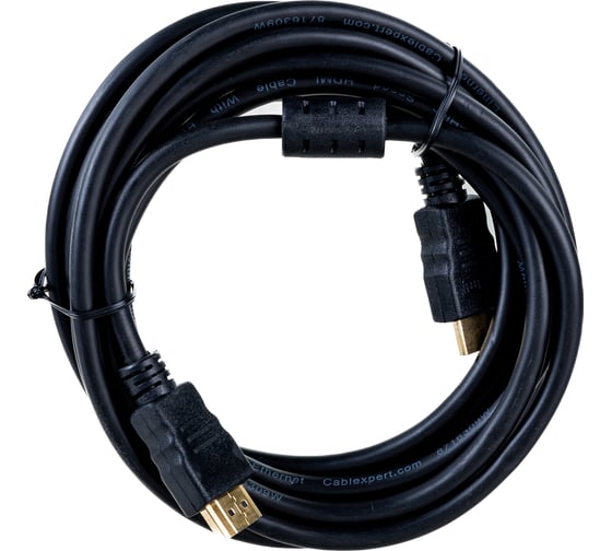 Кабель HDMI Cablexpert 3м v2.0 19M/19M медь, черный позолоченные разъемы экран 2 ферритовых кольца пакет CCF2-HDMI4-10