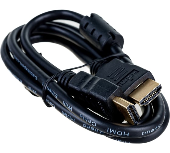 Кабель HDMI Cablexpert 1м v2.0 19M/19M медь, черный позолоченные разъемы экран 2 ферритовых кольца пакет CCF2-HDMI4-1M