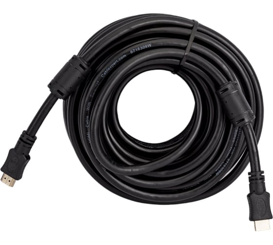 Кабель HDMI Cablexpert 19M/19M, v2.0, медь, позол.контакты, экран, 2 фер.кольца, 15м, черный, пакет, HDMI CCF2-HDMI4-15M