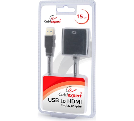 Конвертер Cablexpert USB 3.0 - HDMIA-USB3-HDMI-02, AM/HDMI V1.4, черный, блистер A-USB3-HDMI-02 1