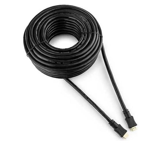 Кабель HDMI Cablexpert 20м v2.0 19M/19M медь, черный позолоченные разъемы экран 2 ферритовых кольца пакет CCF2-HDMI4-20M