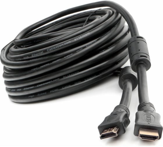 Кабель HDMI Cablexpert 20м v2.0 19M/19M медь, черный позолоченные разъемы экран 2 ферритовых кольца пакет CCF2-HDMI4-20M 1