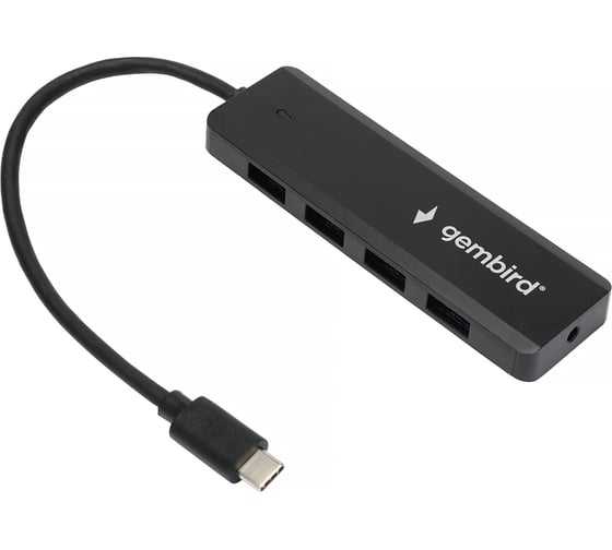 Концентратор USB 3.0 Gembird 4 порта, Type-C, с дополнительным питанием UHB-C364