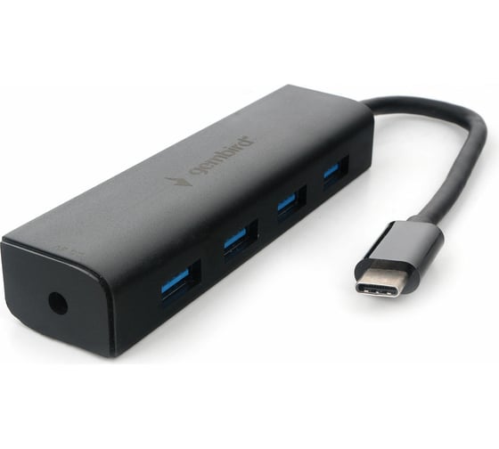 Концентратор USB 3.0 Gembird 4 порта, Type-C, с дополнительным питанием UHB-C364