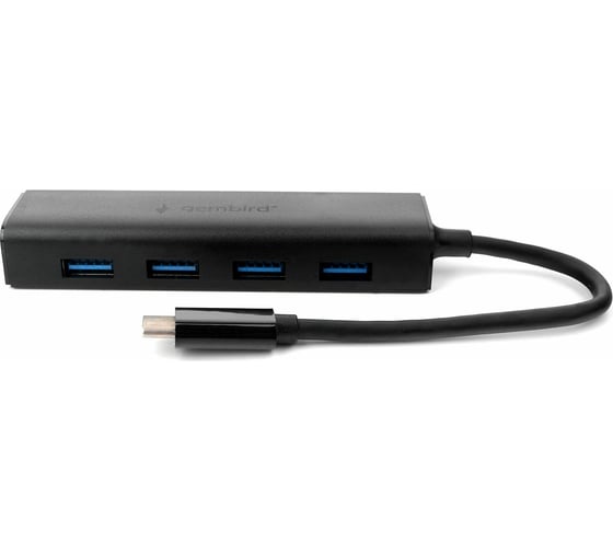 Концентратор USB 3.0 Gembird 4 порта, Type-C, с дополнительным питанием UHB-C364