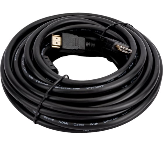 Кабель HDMI Cablexpert 19M/19M, v2.0, медь, позол.контакты, экран, 2 фер.кольца, 10м, черный, пакет, HDMI CCF2-HDMI4-10M
